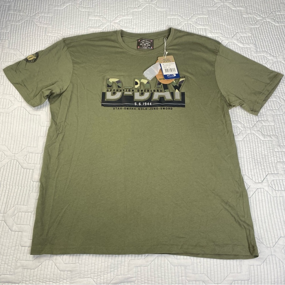 Operation Overlord Shirt Sz 2XL Green Graphic Normandy 1944 Short Sleeve WWII